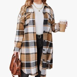 IN'VOLAND Plaid Wool Blend Coat New size 20w or xxxl